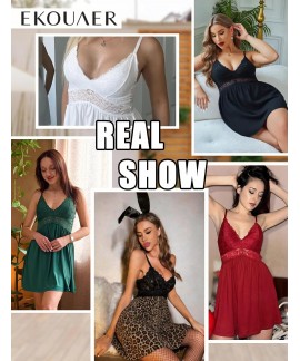 Lace Trim Sleep Dress Chemise Nightgown for Women Sleeveless Sexy Nightgown S-3XL
