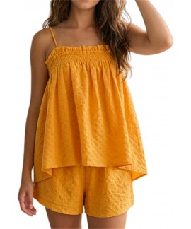 Women Gingham 2 Piece Lounge Set Sleeveless Babydo...