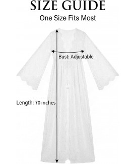 Extra Ivory White Floor-Length Lace Robe - Dramatic Wedding Morning Getting Ready Robe for Bride