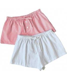 Women's 2 Piece Cute Boxers Mini Short Drawstring High Waisted Loose Pajama Summer Beach Set