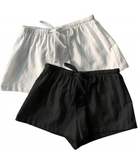 Women's 2 Piece Cute Boxers Mini Short Drawstring High Waisted Loose Pajama Summer Beach Set
