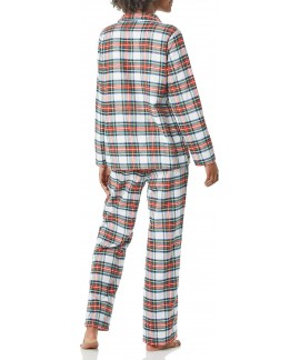 Flannel Long-Sleeve Button Front Pajama Set for Women - Soft & Cozy Sleepwear