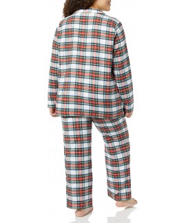 Flannel Long-Sleeve Button Front Pajama Set for Women - Soft & Cozy Sleepwear