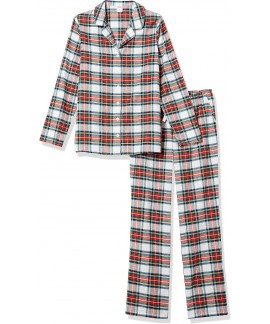 Flannel Long-Sleeve Button Front Pajama Set for Women - Soft & Cozy Sleepwear