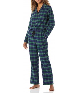Flannel Long-Sleeve Button Front Pajama Set for Women - Soft & Cozy Sleepwear