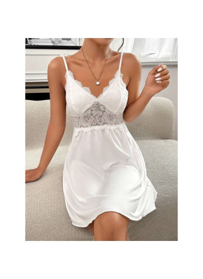 Lace Trim Sleep Dress Chemise Nightgown for Women Sleeveless Sexy Nightgown S-3XL