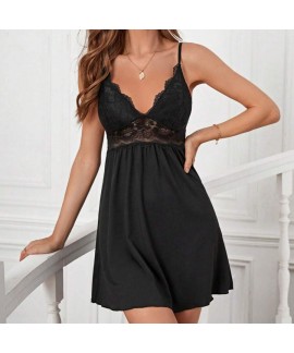 Lace Trim Sleep Dress Chemise Nightgown for Women Sleeveless Sexy Nightgown S-3XL
