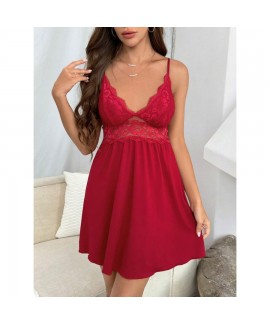 Lace Trim Sleep Dress Chemise Nightgown for Women Sleeveless Sexy Nightgown S-3XL