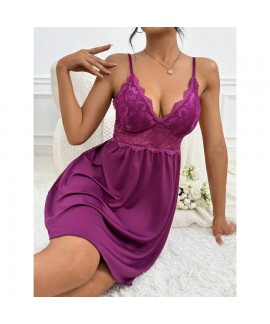 Lace Trim Sleep Dress Chemise Nightgown for Women Sleeveless Sexy Nightgown S-3XL