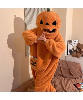Funny Pumpkin Onesie Pajamas for Kids, Coral Fleec...