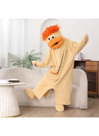 Cartoon Monster Fleece Onesie Pajamas for Kids – Funny Big Mouth Costume Sleepwear with Comb, Warm Winter Loungewear
