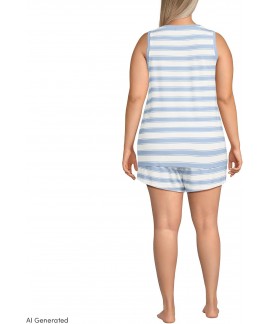 Cooling Jersey 3-Piece Pajama Set for Women with Robe, Tank & Shorts