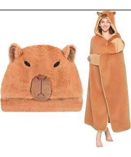 Cozy Flannel Hooded Cape Blanket Poncho for Women,...