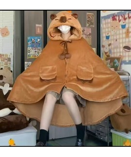 Cozy Flannel Hooded Cape Blanket Poncho for Women ...