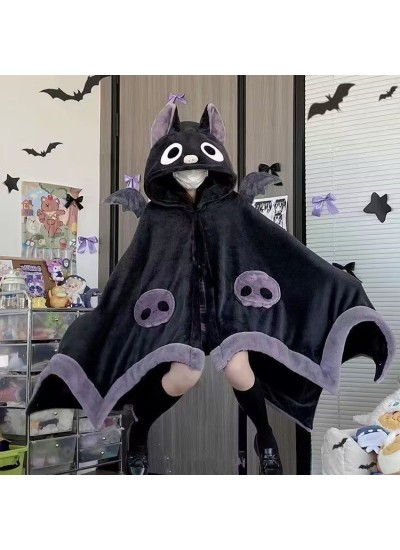Cozy Hooded Fleece Cape Blanket with Sleeves - Cartoon Animal Poncho for Adults Unisex