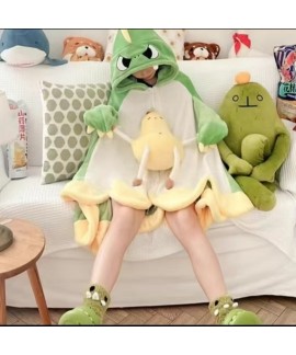 Cozy Hooded Fleece Cape Blanket for Adults, Dinosa...