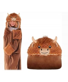 Cozy Faux Fur Hooded Cape Blanket Poncho for Adult...