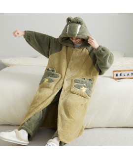 Men's Fleece Pajama Set with Dinosaur Print - Wint...