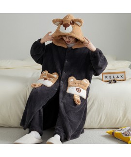 Men's Winter Fleece Bathrobe Sets - Thick Warm Lounge Pajamas with Panda Print