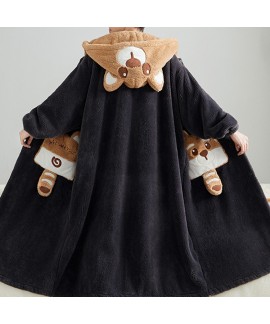 Men's Winter Fleece Bathrobe Sets - Thick Warm Lounge Pajamas with Panda Print