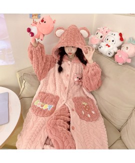 Flannel Fleece Robe for Women Winter 2025 New Cart...