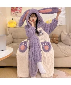 Flannel Fleece Bathrobe for Women Winter Thick War...