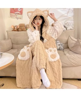 Plush Flannel Fleece Robe Set for Women Winter 202...