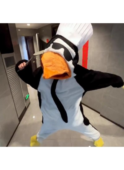 Funny Penguin Onesie Pajamas for Women - Ultra-Soft Fleece Adult Costume, Warm Sleepwear with Slippers