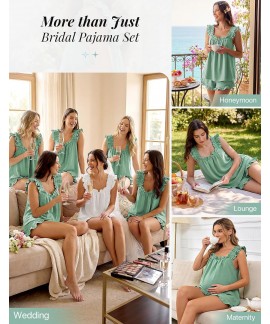 Women's 2 Piece Ruffle Pajama Set with Tank Top and Shorts – Soft & Breathable Sleepwear