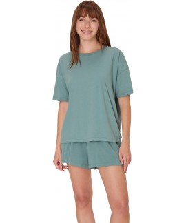 Women's 2-Piece Pajama Set with Boxy Tee and Sleep...