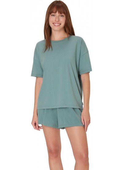 Women's 2-Piece Pajama Set with Boxy Tee and Sleep Shorts - SuperSoft Bamboo Viscose Loungewear