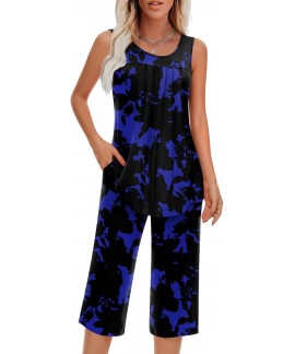 Women's Sleeveless Pajama Sets with Pockets - Soft...
