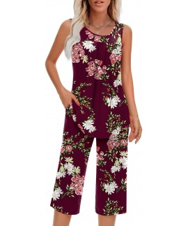 Soft Rayon Sleeveless Pajamas Set for Women | 2-Pi...