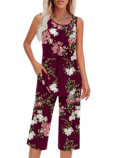 Soft Rayon Sleeveless Pajamas Set for Women | 2-Piece Lounge Wear with Pocket (S-4XL)