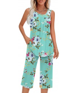 Women's Sleeveless Pajama Sets with Pockets, Soft ...