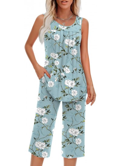 Soft Sleeveless Pajama Set for Women | Breathable Rayon Lounge Set with Pockets
