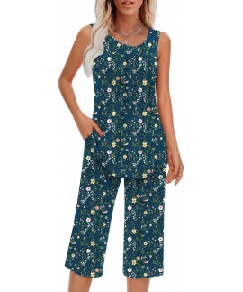Women's Sleeveless Pajamas Set 2 Piece Soft Rayon ...