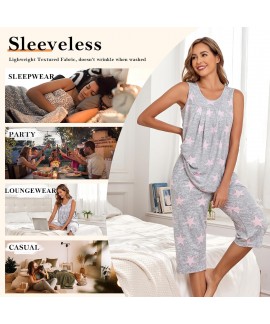 Women's Sleeveless Pajama Set with Tank Top & Pants, Soft Summer Loungewear, S-4XL