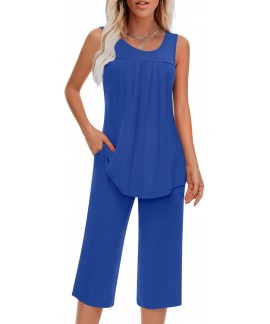 Women's Sleeveless Pajama Set with Pockets | Soft ...