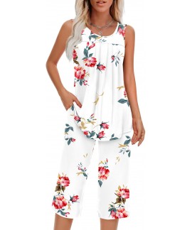 Women's Sleeveless Pajama Set Two Piece Loungewear...