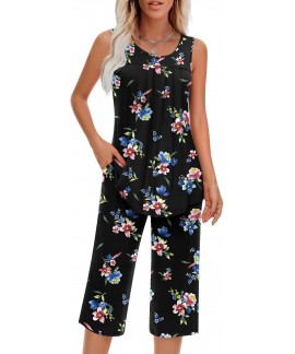 Ultra-Soft Sleeveless Pajama Set for Women - 2 Pie...