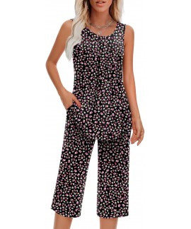 Soft Rayon Sleeveless Pajama Set for Women | Two P...
