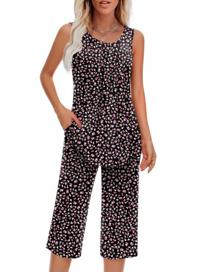 Soft Rayon Sleeveless Pajama Set for Women | Two Piece Loungewear with Pocket | Summer Sleepwear S-4XL