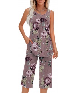 Ultra-Soft Rayon Spandex Sleeveless Pajama Set for...