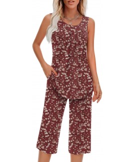 Women's Sleeveless Pajama Set - Soft Rayon Spandex...