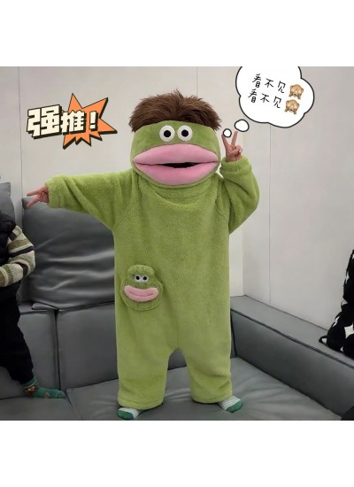 Fleece Onesie Pajamas for Kids & Adults, Funny Monster Costume Sleepwear, Cozy One-Piece Lounge Wear, Cute Cartoon Design