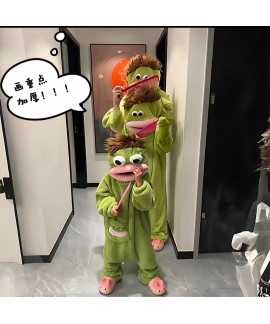 Fleece Onesie Pajamas for Kids Adults, Funny Monster Costume Hoodie, Winter Thick Cartoon Cosplay Sleepwear 12-16 S-XL
