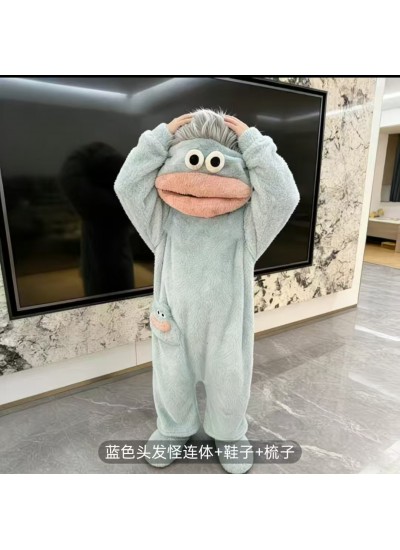 Cozy Fleece Onesie Pajamas for Kids - Cute Monster Cartoon Costume, Thick Warm Winter Loungewear, Unisex