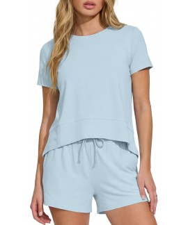 Relaxed Fit Women's 2 Piece Lounge Shorts Set with...