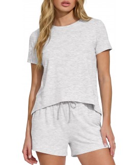 Relaxed Fit Women's 2 Piece Lounge Shorts Set with Drawstring & Pockets